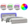 Estructura de cama cabecero y luces LED gris Sonoma 160x200 cm de , Camas y somieres - Ref: Foro24-3207600, Precio: 202,36 €,...