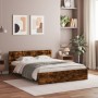 Estructura de cama cabecero y luces LED roble ahumado 160x200cm de , Camas y somieres - Ref: Foro24-3207599, Precio: 186,44 €...