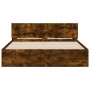 Estructura de cama cabecero y luces LED roble ahumado 160x200cm de , Camas y somieres - Ref: Foro24-3207599, Precio: 186,44 €...