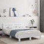 Estructura de cama con cabecero y luces LED blanco 135x190 cm de , Camas y somieres - Ref: Foro24-3207567, Precio: 160,68 €, ...