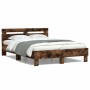 Estructura de cama cabecero y luces LED roble ahumado 120x190cm de , Camas y somieres - Ref: Foro24-3207578, Precio: 143,68 €...