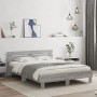 Estructura de cama cabecero y luces LED gris Sonoma 140x190 cm de , Camas y somieres - Ref: Foro24-3207565, Precio: 178,46 €,...