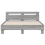 Estructura de cama cabecero y luces LED gris Sonoma 140x190 cm de , Camas y somieres - Ref: Foro24-3207565, Precio: 178,46 €,...