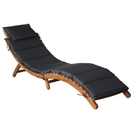 Lounger with cushion solid dark gray acacia wood by vidaXL, Loungers - Ref: Foro24-46651, Price: 161,41 €, Discount: %