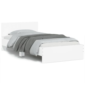 Estructura de cama con cabecero y luces LED blanco 100x200 cm de , Camas y somieres - Ref: Foro24-838799, Precio: 127,29 €, D...