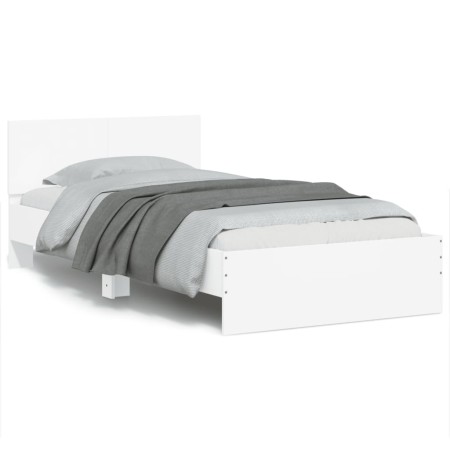 Estructura de cama con cabecero y luces LED blanco 100x200 cm de , Camas y somieres - Ref: Foro24-838799, Precio: 127,29 €, D...