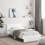 Estructura de cama con cabecero y luces LED blanco 100x200 cm de , Camas y somieres - Ref: Foro24-838799, Precio: 127,29 €, D...
