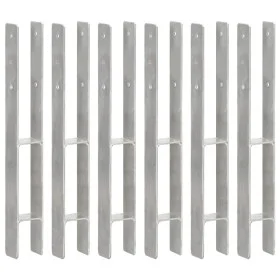 Zaunanker 6 Stück silber verzinkter Stahl 7x6x60 cm von vidaXL, Spikes zur Verankerung im Boden - Ref: Foro24-145294, Preis: ...