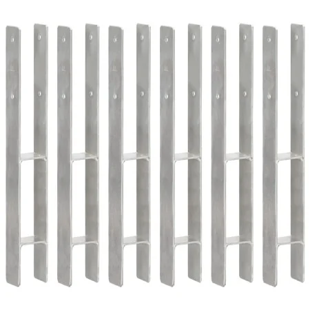 Fence anchors 6 pcs silver galvanized steel 7x6x60 cm by vidaXL, Spikes for anchoring in the ground - Ref: Foro24-145294, Pri...
