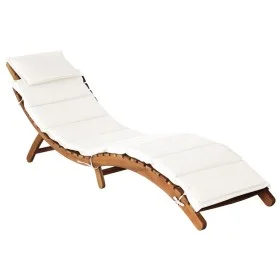 Tumbona con cojín madera maciza de acacia color crema de vidaXL, Tumbonas - Ref: Foro24-46652, Precio: 162,65 €, Descuento: %
