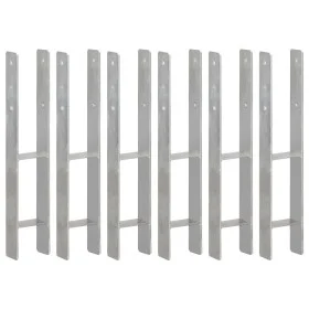 Fence anchors 6 pcs silver galvanized steel 10x6x60 cm by vidaXL, Spikes for anchoring in the ground - Ref: Foro24-145303, Pr...