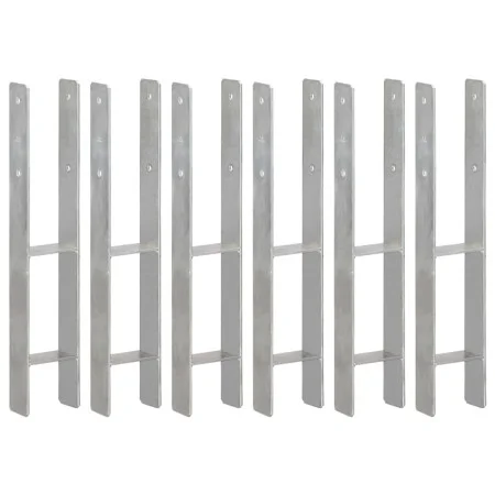 Zaunanker 6 Stück silber verzinkter Stahl 10x6x60 cm von vidaXL, Spikes zur Verankerung im Boden - Ref: Foro24-145303, Preis:...