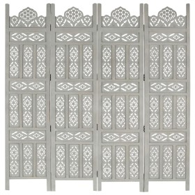 Biombo 4 paneles tallado a mano madera mango gris 160x165 cm de vidaXL, Divisores de ambientes - Ref: Foro24-285322, Precio: ...