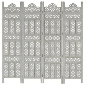 Biombo 4 paneles tallado a mano madera mango gris 160x165 cm de vidaXL, Divisores de ambientes - Ref: Foro24-285322, Precio: ...