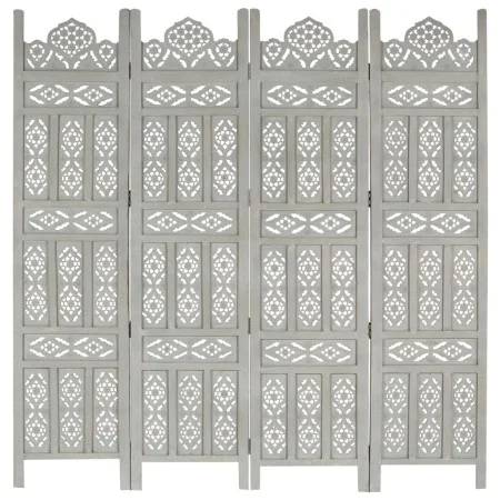 Biombo 4 paneles tallado a mano madera mango gris 160x165 cm de vidaXL, Divisores de ambientes - Ref: Foro24-285322, Precio: ...