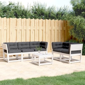 Set sofás jardín 5 pzas con cojines madera maciza pino blanco de , Conjuntos de jardín - Ref: Foro24-3217001, Precio: 640,04 ...