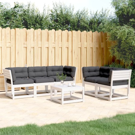 Set sofás jardín 5 pzas con cojines madera maciza pino blanco de , Conjuntos de jardín - Ref: Foro24-3217001, Precio: 640,04 ...