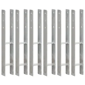 Fence anchors 6 units galvanized steel silver 8x6x60 cm by vidaXL, Spikes for anchoring in the ground - Ref: Foro24-145297, P...