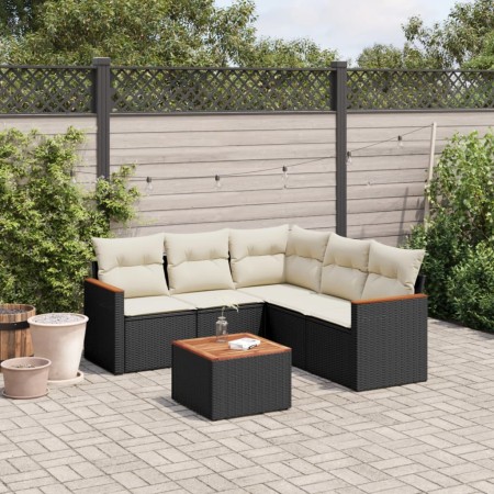 Set de sofás de jardín 6 piezas y cojines ratán sintético negro de , Conjuntos de jardín - Ref: Foro24-3258367, Precio: 361,7...