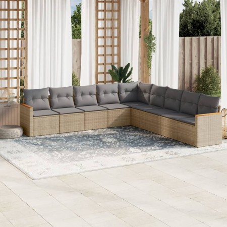 Set de sofás de jardín 9 pzas con cojines ratán sintético beige de , Conjuntos de jardín - Ref: Foro24-3258461, Precio: 563,4...