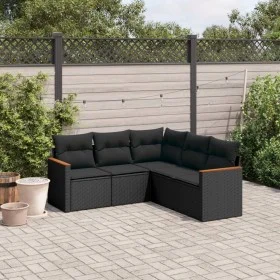 Set de muebles de jardín 5 pzas y cojines ratán sintético negro de , Conjuntos de jardín - Ref: Foro24-3258359, Precio: 353,7...