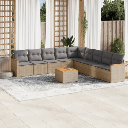 Juego de sofás jardín con cojines beige 10 pzas ratán sintético de , Conjuntos de jardín - Ref: Foro24-3258468, Precio: 606,4...