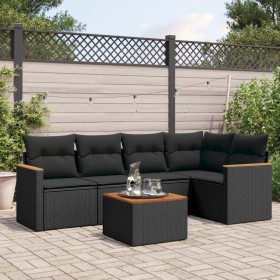 Set de sofás de jardín 6 piezas y cojines ratán sintético negro de , Conjuntos de jardín - Ref: Foro24-3258352, Precio: 412,0...