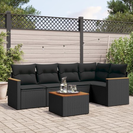 Set de sofás de jardín 6 piezas y cojines ratán sintético negro de , Conjuntos de jardín - Ref: Foro24-3258352, Precio: 412,0...