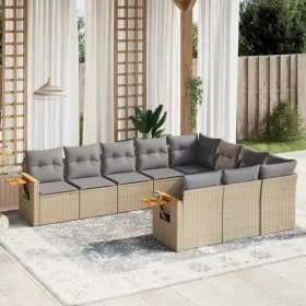 Juego de sofás jardín con cojines beige 10 pzas ratán sintético de , Conjuntos de jardín - Ref: Foro24-3259581, Precio: 622,5...
