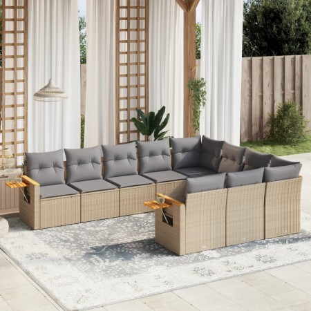 Juego de sofás jardín con cojines beige 10 pzas ratán sintético de , Conjuntos de jardín - Ref: Foro24-3259581, Precio: 632,2...