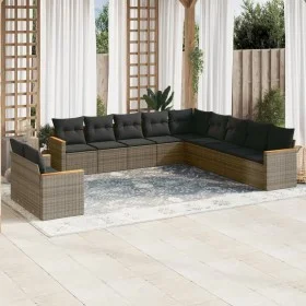 Set de sofás de jardín 11 pzas y cojines ratán sintético gris de , Conjuntos de jardín - Ref: Foro24-3258532, Precio: 672,53 ...