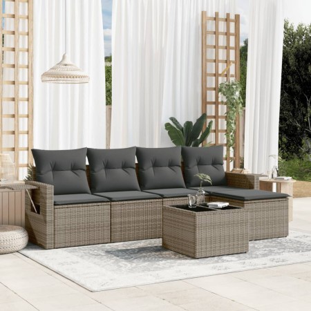 Set de muebles de jardín 6 pzas y cojines ratán sintético gris de , Conjuntos de jardín - Ref: Foro24-3252437, Precio: 367,92...