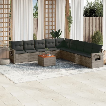 Set de sofás de jardín 10 pzas con cojines ratán sintético gris de , Conjuntos de jardín - Ref: Foro24-3256942, Precio: 607,0...
