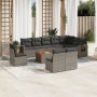 Set de sofás de jardín 11 pzas y cojines ratán sintético gris de , Conjuntos de jardín - Ref: Foro24-3256949, Precio: 668,17 ...