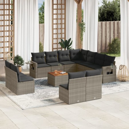 Set de sofás de jardín 12 pzas con cojines ratán sintético gris de , Conjuntos de jardín - Ref: Foro24-3256956, Precio: 731,6...