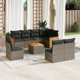 Set de muebles de jardín 9 pzas y cojines ratán sintético gris de , Conjuntos de jardín - Ref: Foro24-3260135, Precio: 525,78...