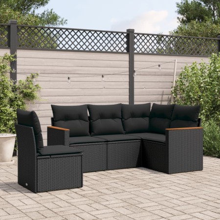 Set de muebles de jardín 5 pzas y cojines ratán sintético negro de , Conjuntos de jardín - Ref: Foro24-3258373, Precio: 367,4...