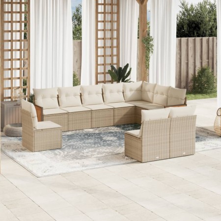 Juego de sofás jardín con cojines beige 10 pzas ratán sintético de , Conjuntos de jardín - Ref: Foro24-3260154, Precio: 683,5...