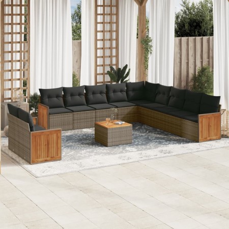 Set de sofás de jardín 12 pzas con cojines ratán sintético gris de , Conjuntos de jardín - Ref: Foro24-3260219, Precio: 810,2...