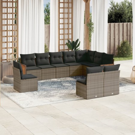 Set de sofás de jardín 10 pzas con cojines ratán sintético gris de , Conjuntos de jardín - Ref: Foro24-3260156, Precio: 592,7...