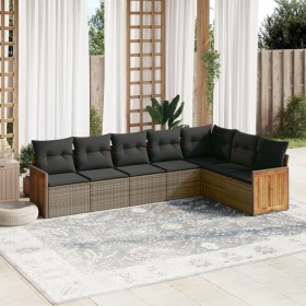 Set de sofás de jardín 7 piezas con cojines ratán PE gris de , Conjuntos de jardín - Ref: Foro24-3260114, Precio: 448,05 €, D...