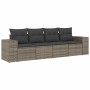 Set de sofás de jardín 4 pzas y cojines ratán sintético gris de , Conjuntos de jardín - Ref: Foro24-3254617, Precio: 277,96 €...