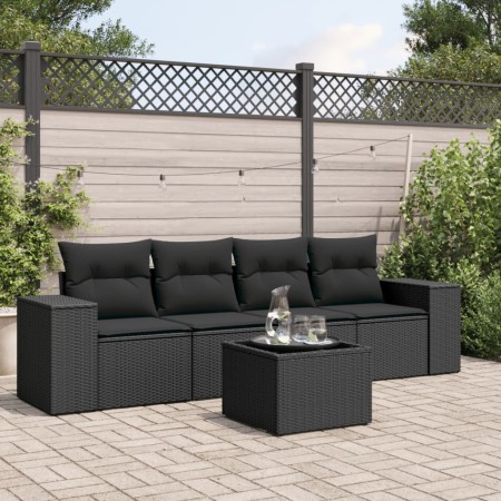 Set de muebles de jardín 5 pzas y cojines ratán sintético negro de , Conjuntos de jardín - Ref: Foro24-3254622, Precio: 347,2...
