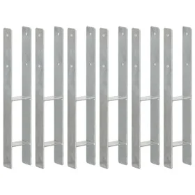Fence anchors 6 pcs silver galvanized steel 9x6x60 cm by vidaXL, Spikes for anchoring in the ground - Ref: Foro24-145300, Pri...