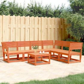Juego de sofás de jardín 6 pzas madera maciza pino marrón cera de , Conjuntos de jardín - Ref: Foro24-3217017, Precio: 562,93...