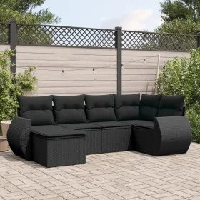 Set de sofás de jardín 6 piezas y cojines ratán sintético negro by , Modular outdoor sofas - Ref: Foro24-3221654, Price: 414,...