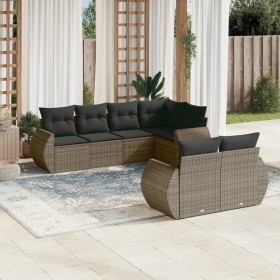 Set de sofás de jardín 7 piezas con cojines ratán PE gris de , Sofás modulares de exterior - Ref: Foro24-3221609, Precio: 505...