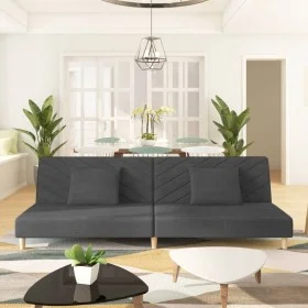 Sofá cama de 2 plazas con dos almohadas tela gris oscuro de , Sofás - Ref: Foro24-375888, Precio: 253,40 €, Descuento: %
