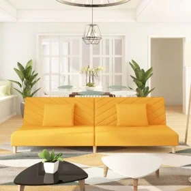 Sofá cama de 2 plazas con dos almohadas tela color amarillo de , Sofás - Ref: Foro24-375895, Precio: 236,31 €, Descuento: %
