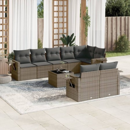 Set de muebles de jardín 9 pzas y cojines ratán sintético gris de , Conjuntos de jardín - Ref: Foro24-3252767, Precio: 628,32...